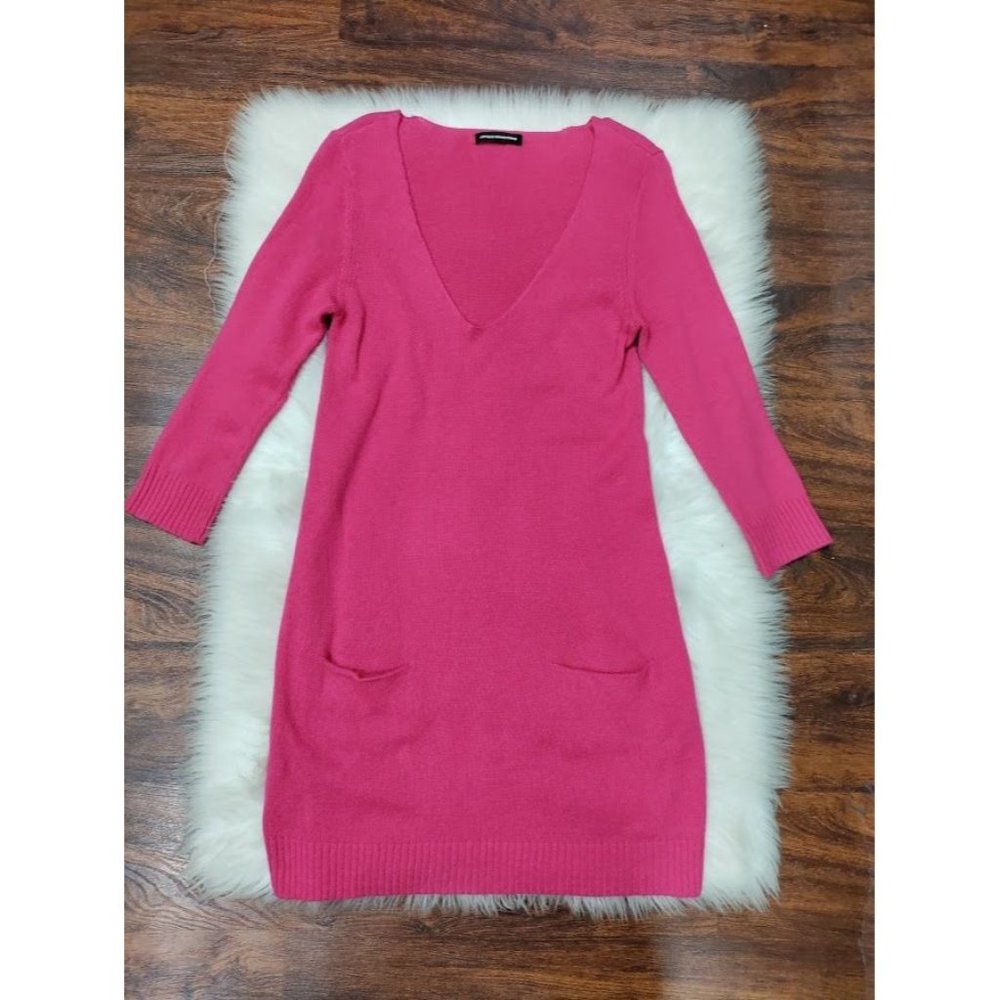 Express Design Studio Long Sleeve Ribbed Knit Mini Dress Hot Pink Women's M / S - Picture 5 of 14